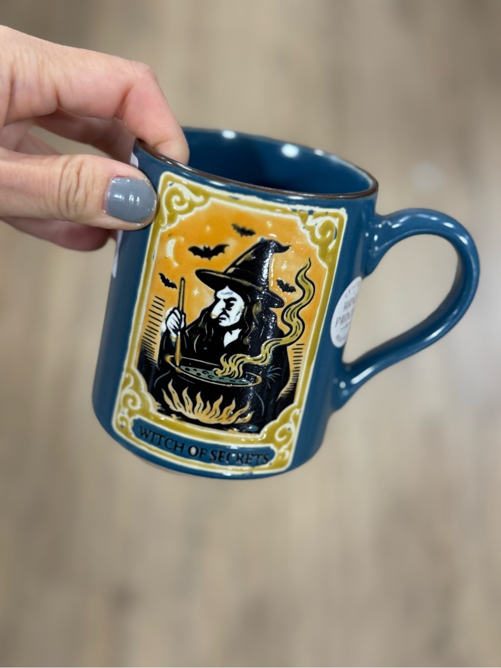Teal Ceramic Mug with Witch of Secrets Graphic